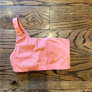 Lululemon One-Shoulder Ribbed Sports Bra - Coral - Size 4